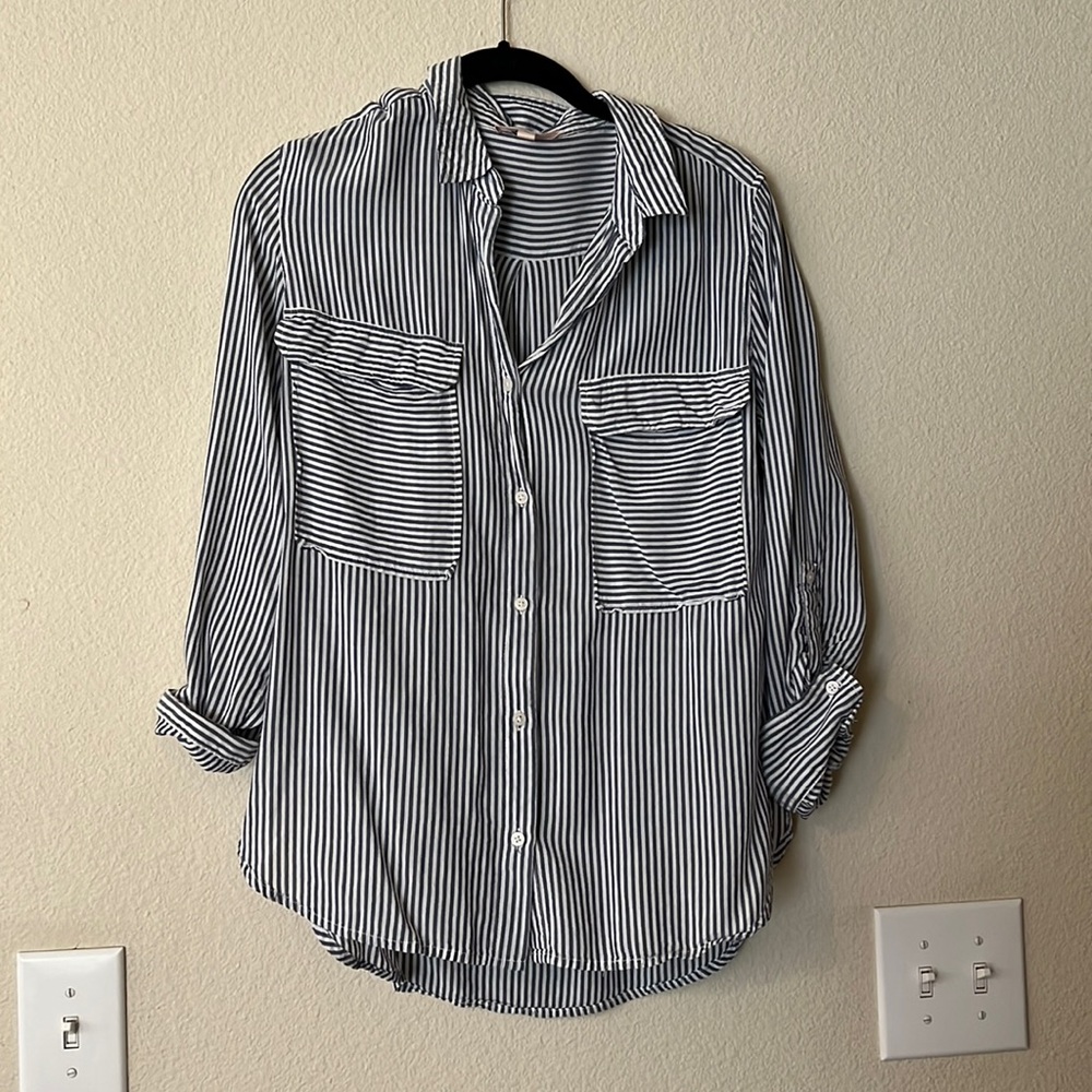 Blue & white striped button down